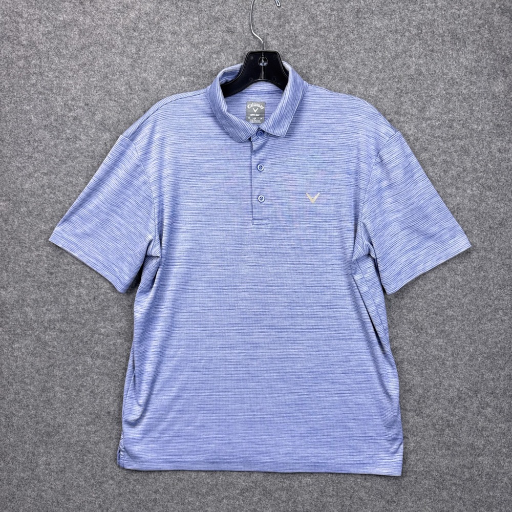 Callaway Mens Opti-Dri Golf Polo Shirt Blue Space Dye Short Sleeve Size M